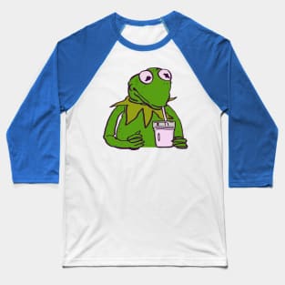 kermit the frog drinks a glass of milk / the muppets meme Baseball T-Shirt